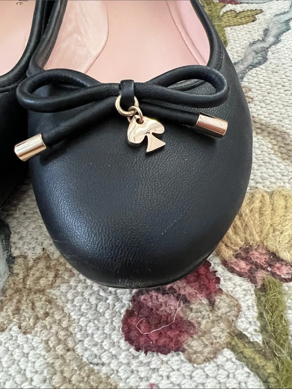 Kate Spade New York Willa Black Leather Bow Ballet Flats Size 9M